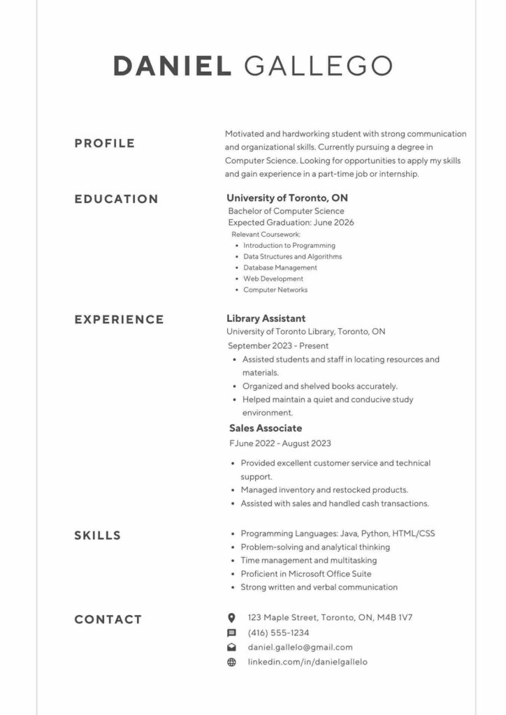 Basic Resume Template For Students